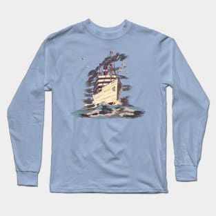 a ship on the sea Long Sleeve T-Shirt